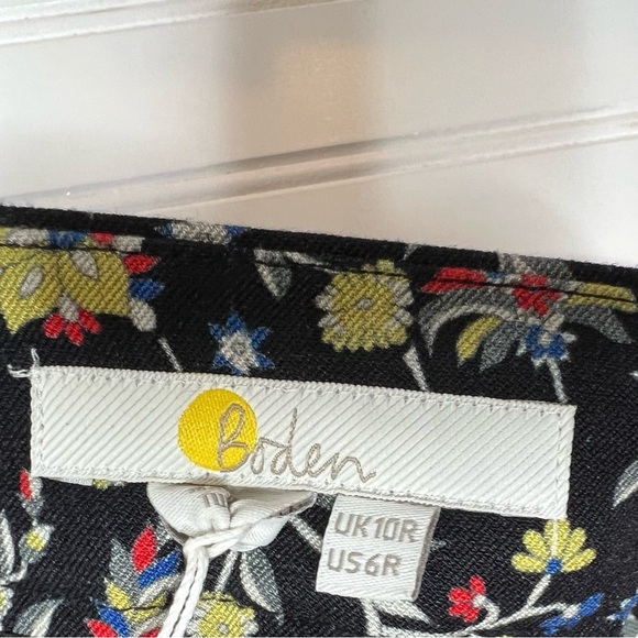 Boden Woman’s Bi-Stretch Floral Pants Black R0248 Cropped 6 NEW 20 - Picture 4 of 5
